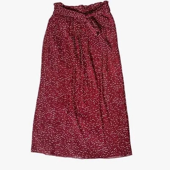 Zara Polka Dot Burgundy Skirt - Picture 6 of 7